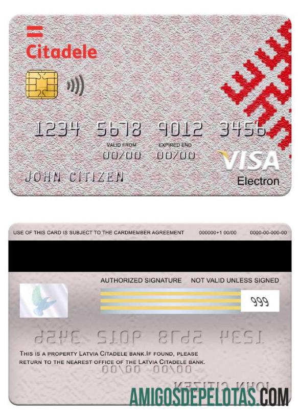 Latvia Citadele Bank Visa Electron Card example
